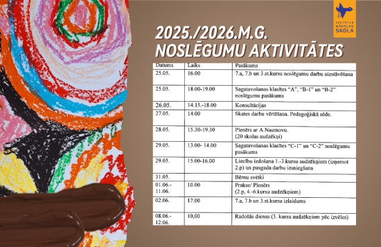 2025./2026.mācību gada noslēguma aktivitātes